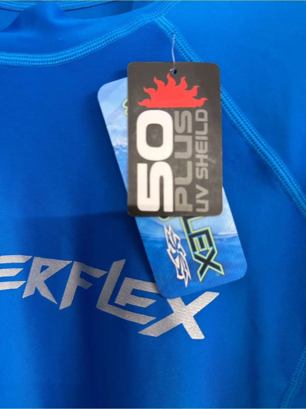 Hyperflex Blue 50+ UV Rash Guard Short Sleeve Swim Surf Shirt NWT Men’s Medium